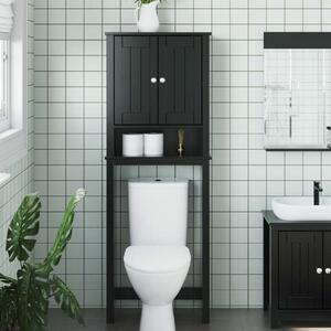 VidaXL BERG fekete tömör fa WC feletti tároló 60 x 27 x 164,5 cm