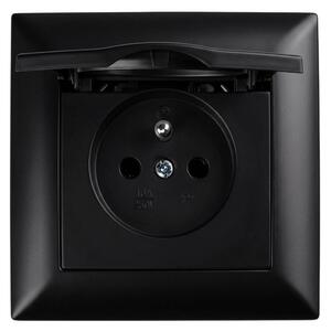 Egyszeres földelt aljzat és fedéllel kerettel OSTE JNH005-G Black