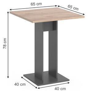 Vicco Repose helytakarékos konyhaasztal, 65 × 65 cm, antracit/tölgy