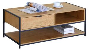KÉSZLETKISÖPRÉS! Intenso Home dohányzóasztal fiókkal 100 x 50cm (Aranytölgy) | Masszív fém váz, praktikus fiók