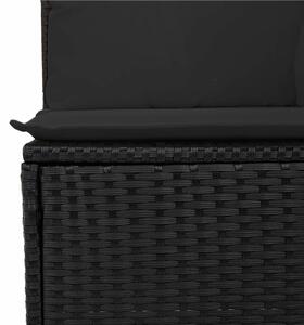 VidaXL 4 személyes fekete polyrattan kerti kanapé párnával