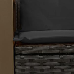 VidaXL 2 személyes fekete polyrattan kerti kanapé párnával