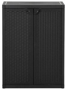 VidaXL fekete PP rattan kerti tárolószekrény 65 x 45 x 88 cm