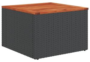 VidaXL fekete polyrattan és akácfa kerti asztal 55x55x37 cm