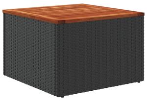 VidaXL fekete polyrattan és akácfa kerti asztal 55x55x37 cm