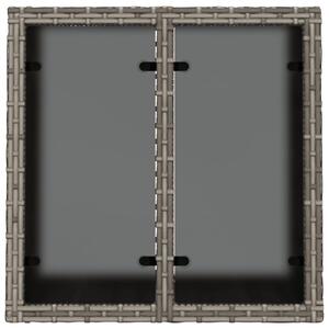VidaXL szürke polyrattan üveglapos kerti asztal 55 x 55 x 37 cm