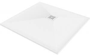 Mexen Stone+ kompozit négyzet alakú zuhanytálca 70 x 70 cm, fehér, fehér takaró - 44107070-W