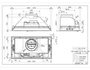 Faber INKA SMART HC X A70 Beépíthető páraelszívó, 390 m3/óra, 3 sebességfokozat, B energiaosztály