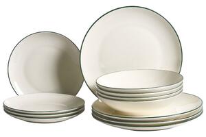 12 darabos étkészlet CUMIN Porcelán Törtfehér/zöld