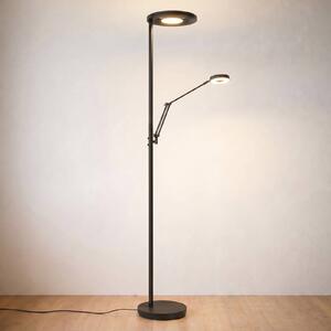 Trio Lighting Barrie LED mennyezeti lámpa olvasólámpával, matt fekete, dimmelhető, Fekete, Nappali / Étkező, fém, Modern