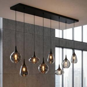Trio Lighting Lumina függőlámpa, 8-as lámpa, fekete/króm, üveg, dimmelhető, Fekete, Nappali / Étkező, Üveg