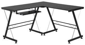 Homcom kihúzható fa és acél sarokasztal, fekete 130W x 130W x 73,5H cm