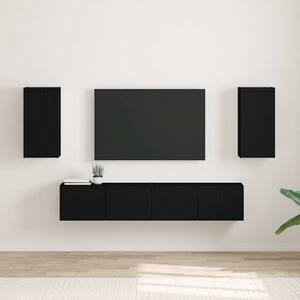 TV Fali Szekrény 2 pcs Fekete 30 x 31 x 60 cm Faanyag