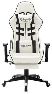 VidaXL műbőr Gamer szék lábtartóval #fehér-fekete