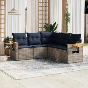 5 részes szürke polyrattan kerti ülőgarnitúra párnával