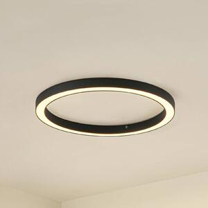 Lucande LED mennyezeti lámpa Neor, fekete, Ø 60 cm, CCT, dimmelhető, dimmelhető, Fekete, Folyosó, fém, Modern