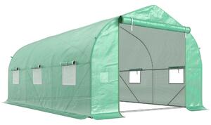 Homcom kerti üvegház ferde tetővel, PE és acélcsövekből, sötétzöld, 4.5x3x2m