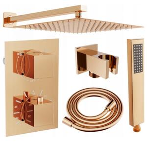 Mexen Cube DR02 beépíthető zuhany szett z fejzuhany 25 cm, Rózsaszín-arany - 77502DR0225-60