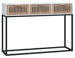 Fehér szerelt fa és vas tálalóasztal 105x30x75 cm