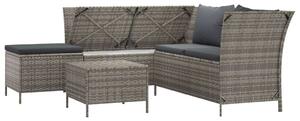 Polyrattan Kerti Ülőgarnitúra - 4 részes - Szürke