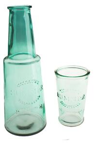 Zöld üveg kancsó pohárral, 800 ml - Dakls