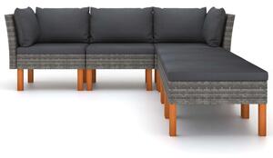 VidaXL 6 részes szürke polyrattan kerti ülőgarnitúra párnákkal
