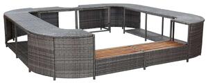 VidaXL Pezsgőfürdő Keret - Polyrattan - Szürke - 268x268 cm