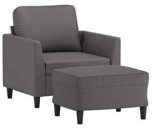 VidaXL szürke műbőr kanapéfotel lábtartóval 60 cm