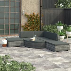 VidaXL 6 részes szürke polyrattan kerti ülőgarnitúra párnákkal