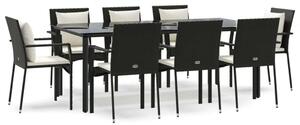 Kertbútor - Polyrattan Étkezőgarnitúra - 8 Személyes - Fekete