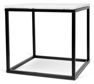 Dohányzóasztal fekete talpazattal és fehér márvány asztallappal 50x50 cm Prairie - TemaHome