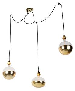 Függesztett lámpa arany 3 fényes, arany tükörrel szabályozható - Cava Luxe