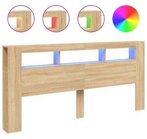 VidaXL sonoma-tölgyszínű szerelt fa LED-es fejtámla 220x18,5x103,5 cm