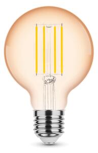LED lámpa , égő , izzószálas hatás , filament , E27 foglalat , G80 , Edison , 4 Watt , meleg fehér , 1800K , borostyán sárga