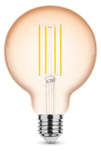 LED lámpa , égő , izzószálas hatás , filament , E27 foglalat , G95 , Edison , 4 Watt , meleg fehér , 1800K , borostyán sárga