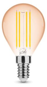 LED lámpa , égő , izzószálas hatás , filament , E14 foglalat , G45 , Edison , 4 Watt , meleg fehér , 1800K , borostyán sárga