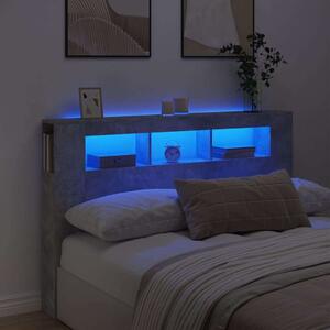 VidaXL LED Fejtámla Polcokkal - 160 cm - Betonszürke