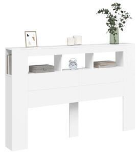 VidaXL LED-es Fejtámla polcokkal - Fehér - 160cm