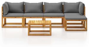 Akácfa Kerti Ülőgarnitúra - 6 részes szett - Szürke párnákkal