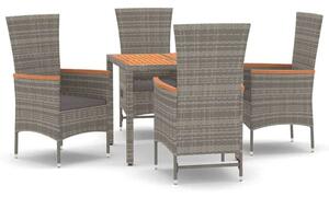 Polyrattan Kerti Étkezőgarnitúra - 5 részes - Szürke
