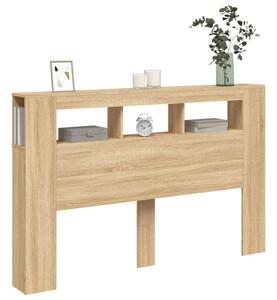 VidaXL sonoma-tölgyszínű szerelt fa LED-es fejtámla 160x18,5x103,5 cm