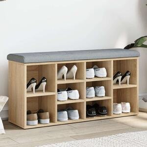 VidaXL Cipőtároló Pad - 12 Rekeszes - Sonoma Tölgy - 102x32x50cm