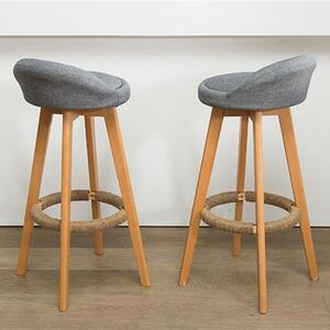 2 db bárszék szett, Quasar & Co.® LOFT, forgatható, 360°-os forgórendszerrel, magas kialakítás, textil/fa/szivacs kárpitozás, alkalmas konyhába, 37x37x80 cm, szürke