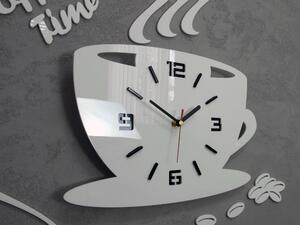 Modern falióra COFFE TIME 3D WHITE white (öntapadó faliórák)
