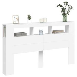 VidaXL LED Fejtámla Polcokkal - Fehér - 180cm
