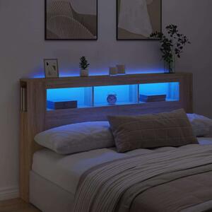 VidaXL LED-es Fejtámla Polcokkal - Sonoma Tölgy - 180cm