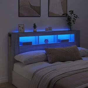 Szürke sonoma szerelt fa LED-es fejtámla 180x18,5x103,5 cm (837363)
