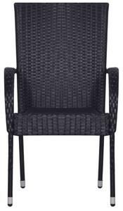 4 db fekete rakásolható polyrattan kültéri szék