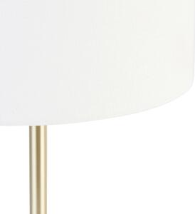 Klasszikus sárgaréz asztali lámpa búrával fehér 35 cm - Simplo