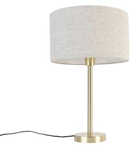 Klasszikus sárgaréz asztali lámpa világosszürke árnyalattal 35 cm - Simplo